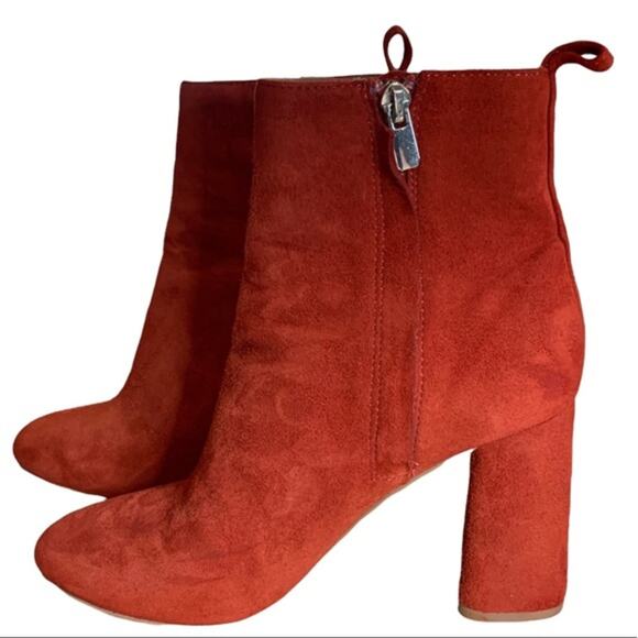 & other stories Stockholm bootie shoe red suede leather side zipper size 7 37 Eu - Picture 2 of 15